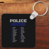 Politiecode wetshandhaving fonetisch alfabet sleutelhanger (Achterkant)