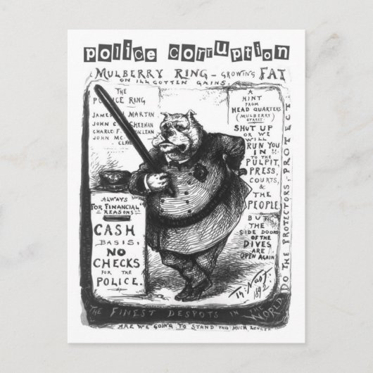 Politiecorruptie - Beschermen de beschermers? Briefkaart (Voorkant)