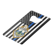 Politiedienst Aangepaste Logo Handhaving Creditkaart Flessenopener (Voorkant Gekanteld)