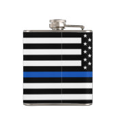Politiedienst Aangepaste Logo Thin Blue Line Heupfles (Achterkant)