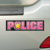 Politiedienst Gloss Pink 3 Bumpersticker (Op auto)