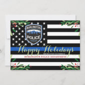 Politiedienst Kerstmis Thin Blue Line Feestdagenkaart (Voorkant)