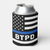 Politiedienst op maat van dun blauwe lijn blikjeskoeler (Blikje Voorkant)