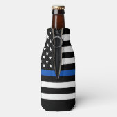 Politiedienst op maat van dun blauwe lijn flesjeskoeler (Fles Achterkant)