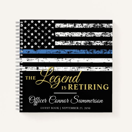 Politiedienst - Thin Blue Line Flag Guestbook Notitieboek (Voorkant)