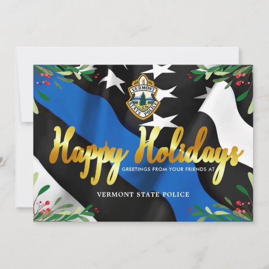 Politiedienst Thin Blue Line Flag Kerstmis Feestdagenkaart (Voorkant)