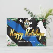 Politiedienst Thin Blue Line Flag Kerstmis Feestdagenkaart (Staand voorkant)
