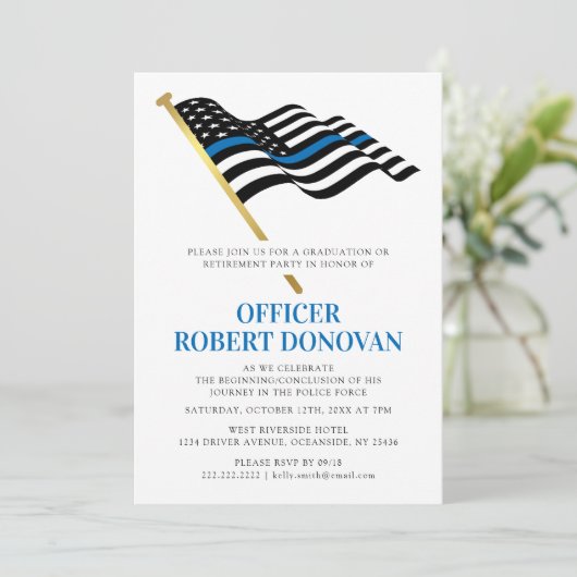 Politiedienst Thin Blue Line Kaart (Staand voorkant)