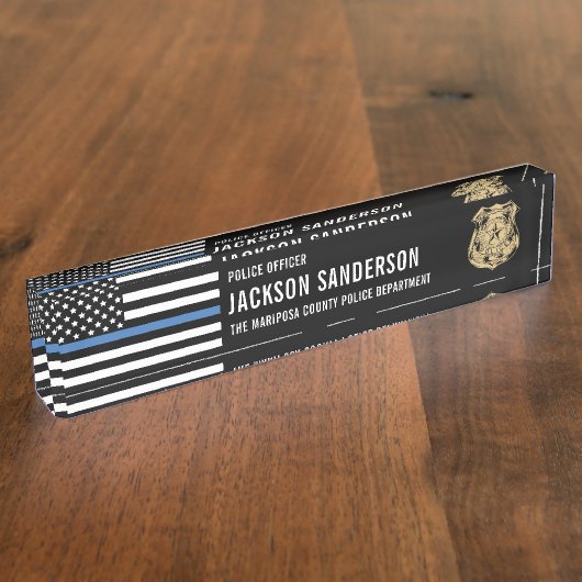 Politiedienst Thin Blue Line Naambordje (Zijkant)