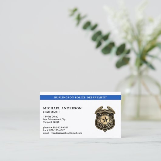 Politiedienst Wetshandhaving Blue Custom Logo Visitekaartje (Staand voorkant)