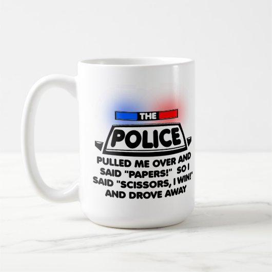 Politiedocumenten schaar Funny Mug Koffiemok (Links)