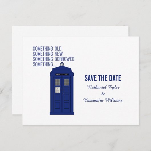 Politiedoos Sla het Briefkaart Datum op v1 (Voorkant / Achterkant)