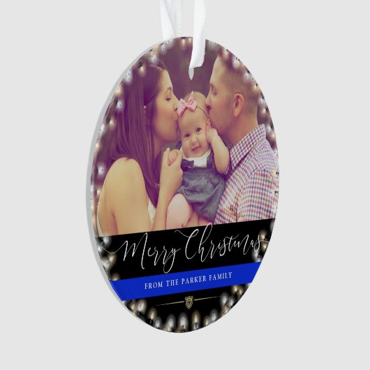 Politiefamilie | Aangepaste foto Ornament (voorkant)