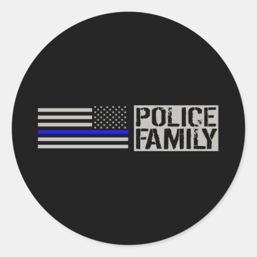 Politiefamilie Ronde Sticker (Voorkant)