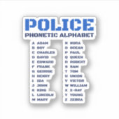 Politiefonetisch alfabet sticker (Voorkant)