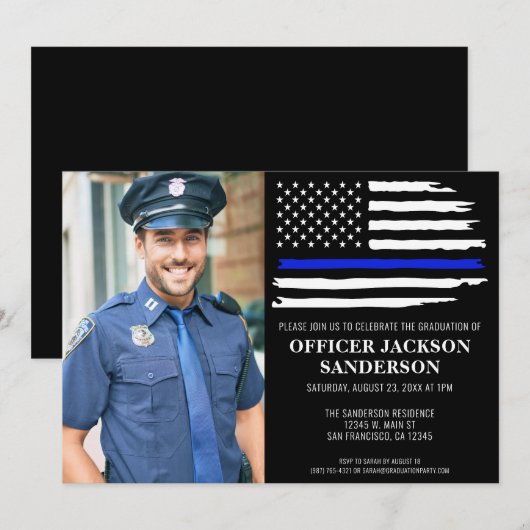 Politiefoto Afstuderen Blauwe Lijn Wetshandhaving Kaart (Voorkant / Achterkant)