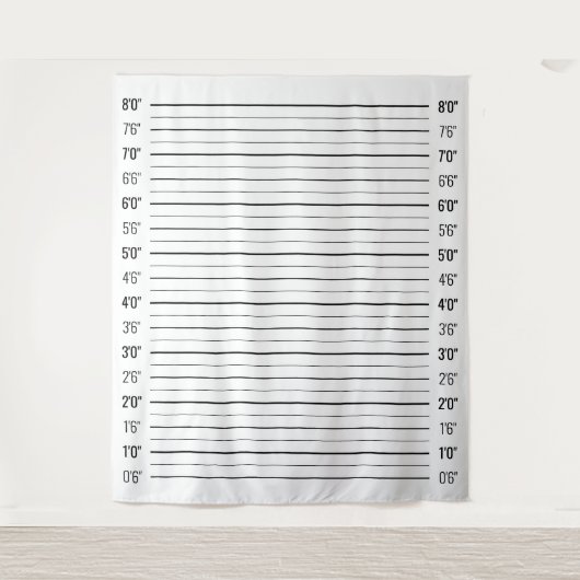 Politiefoto  Crimineel Mugshot Witte Achtergrond Wandkleed (Voorkant)