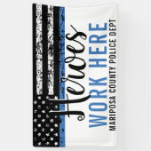 Politiehelden werken hier in de blauwe lijn Amerik Spandoek (Verticaal)