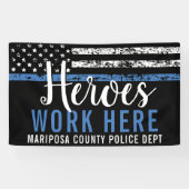 Politiehelden werken hier in de blauwe lijn Amerik Spandoek (Horizontaal)