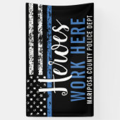 Politiehelden werken hier in de blauwe lijn Amerik Spandoek (Verticaal)