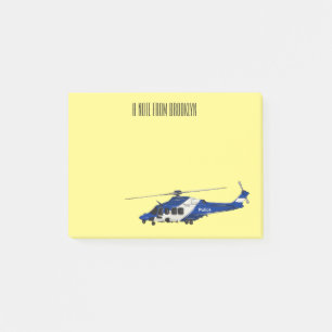Politiehelikopter cartoon illustratie  post-it® notes