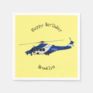 Politiehelikopter cartoon illustratie servet