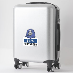 Politiehelm met sticker met naam en nummer