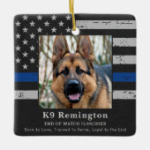 Politiehond K9 Memorial Foto EOW Thin Blue Line Keramisch Ornament (Voorkant)