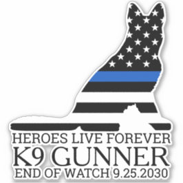Politiehond K9 Memorial Heroes Live Forever Auto Sticker