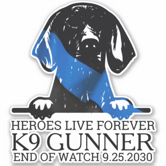 Politiehond K9 Memorial Heroes Live Forever Auto Sticker (Voorkant)