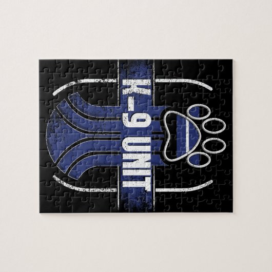 Politiehond K-9 Thin Blue Line Memorial Puzzle Legpuzzel (Horizontaal)