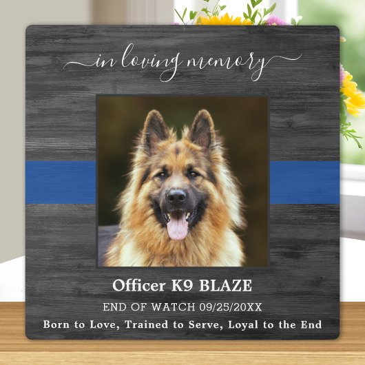 Politiehond Memorial K9 Officer in Liefde Memory Fotoplaat