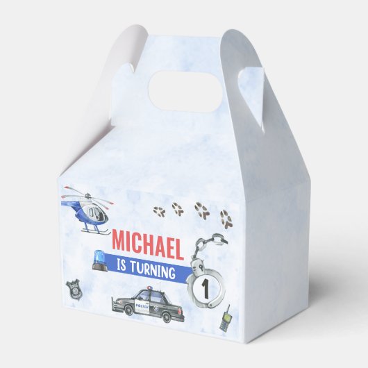 Politiejongen 1e verjaardagsfeestje bedankdoosjes (Voorkant Zijde)