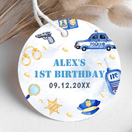 Politiejongen 1e verjaardagsfeestje bedankjes labels