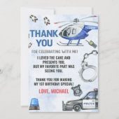 Politiejongen 1e verjaardagsfeestje bedankkaart (Voorkant)