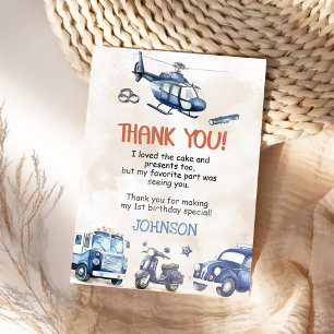 Politiejongen 1e verjaardagsfeestje bedankkaart