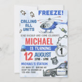 Politiejongen 1e verjaardagsfeestje kaart (Voorkant)