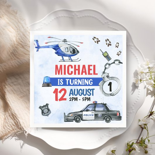 Politiejongen 1e verjaardagsfeestje servet