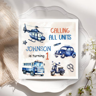 Politiejongen 1e verjaardagsfeestje servet