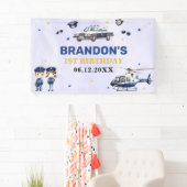 Politiejongen 1e verjaardagsfeestje spandoek (Insitu)