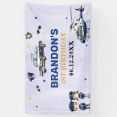 Politiejongen 1e verjaardagsfeestje spandoek (Verticaal)