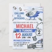 Politiejongen 2e verjaardagsfeestje kaart (Voorkant)