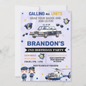 Politiejongen 2e verjaardagsfeestje kaart (Voorkant)