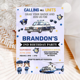 Politiejongen 2e verjaardagsfeestje kaart