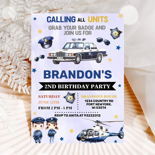 Politiejongen 2e verjaardagsfeestje kaart