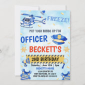 Politiejongen 2e verjaardagsfeestje kaart (Voorkant)