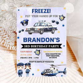 Politiejongen 3e verjaardagsfeestje kaart