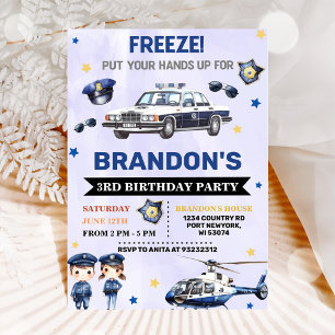 Politiejongen 3e verjaardagsfeestje kaart