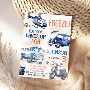 Politiejongen 3e verjaardagsfeestje kaart