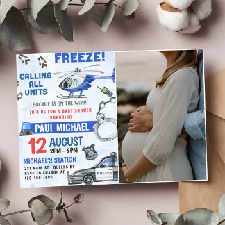 Politiejongen Baby shower Party Foto Kaart